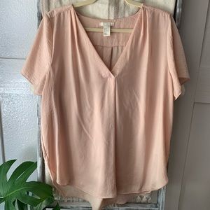 H&M Blush v-neck Satin Blouse